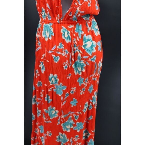 PATRONS OF PEACE RED & BLUE FLORAL MAXI SUN DRESS SIZE LARGE RAYON - Picture 9 of 10